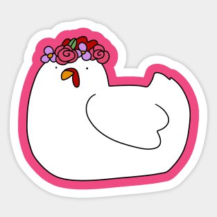 Cute Flower Crown Chicken Sticker